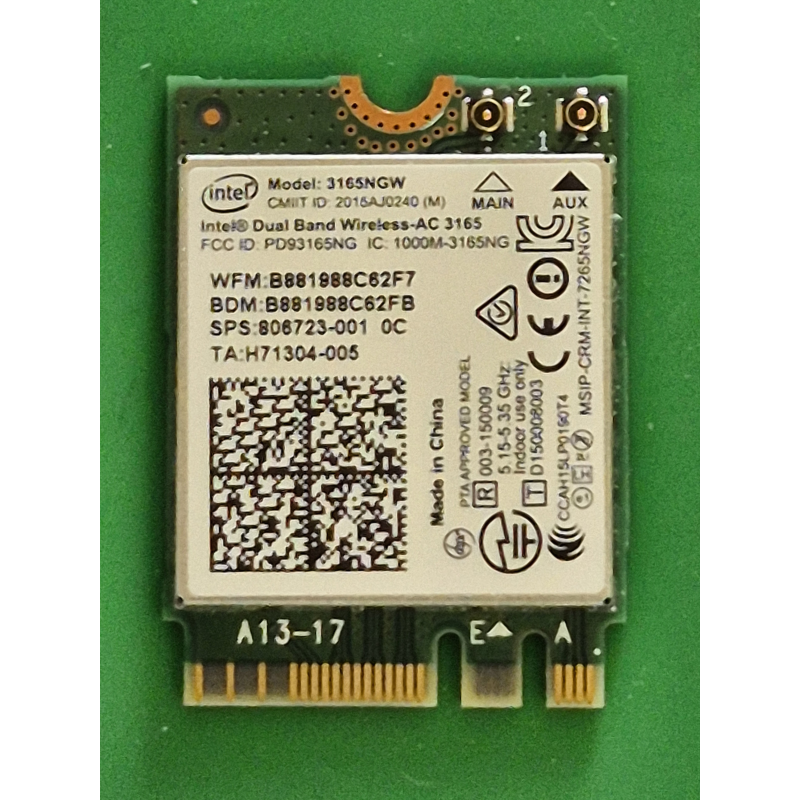 Carte Wi-Fi Bluetooth 806723-001 Intel 3165NGW pour HP ProBook 450 G3