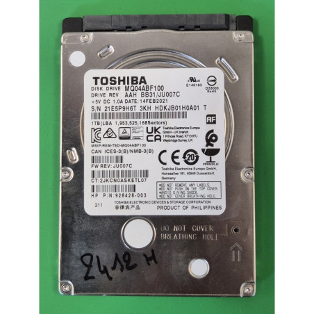 Disque dur Toshiba 1to – MQ04ABF100 – disque dur PC portable
