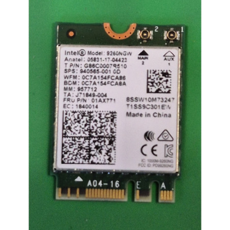 Lenovo – Carte Wi-Fi Lenovo L590 – 9260NGW – pièce détachée PC portable
