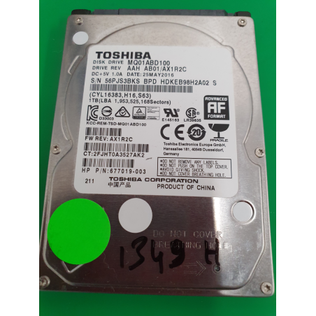 Marque inconnue – Disque dur Toshiba 1to – pièce détachée PC portable