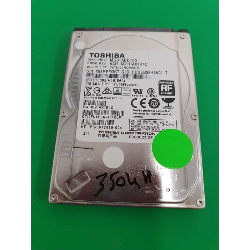 Marque inconnue – Disque dur Toshiba 1to – pièce détachée PC portable