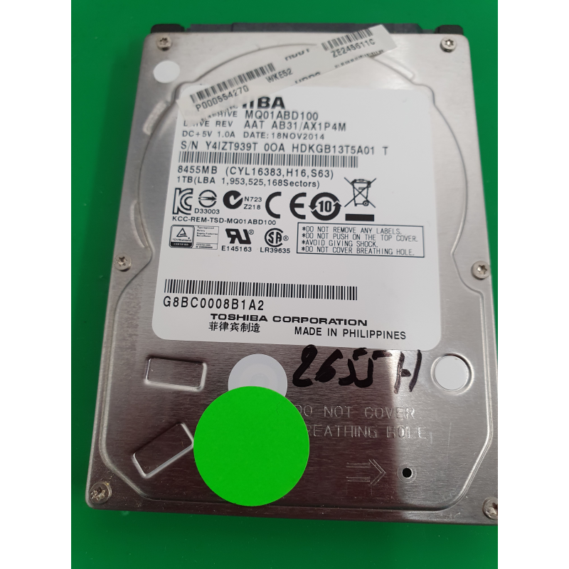 Marque inconnue – Disque dur Toshiba 1to – pièce détachée PC portable