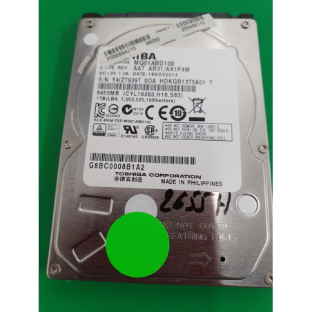 Marque inconnue – Disque dur Toshiba 1to – pièce détachée PC portable