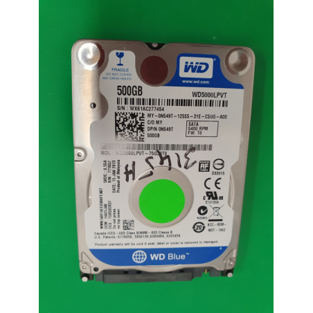 Marque inconnue – HDD Western Digital WD5000LPVT – pièce détachée PC portable