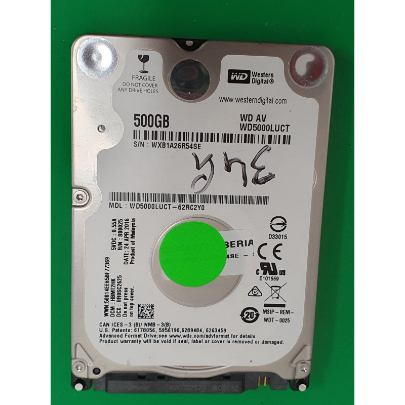 Marque inconnue – HDD Western Digital WD5000LUCT – pièce détachée PC portable