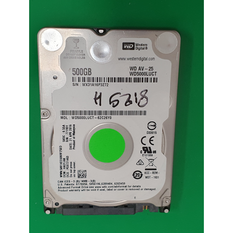 Marque inconnue – HDD Western Digital WD5000LUCT – pièce détachée PC portable