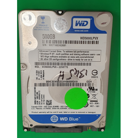 Marque inconnue – HDD Western Digital WD5000LPVX – pièce détachée PC portable